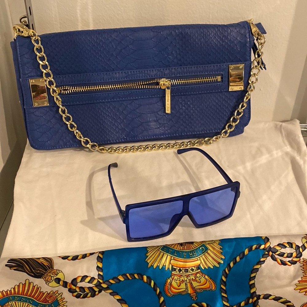 Purse, glasses, scarf set